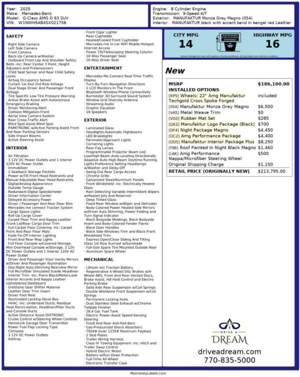 2025 Mercedes-Benz G-Class AMG G 63