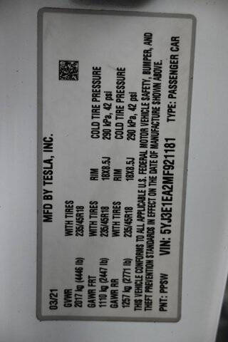 2021 Tesla Model 3 Standard Range Plus