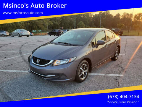 2015 Honda Civic for sale at Msinco's Auto Broker in Snellville GA