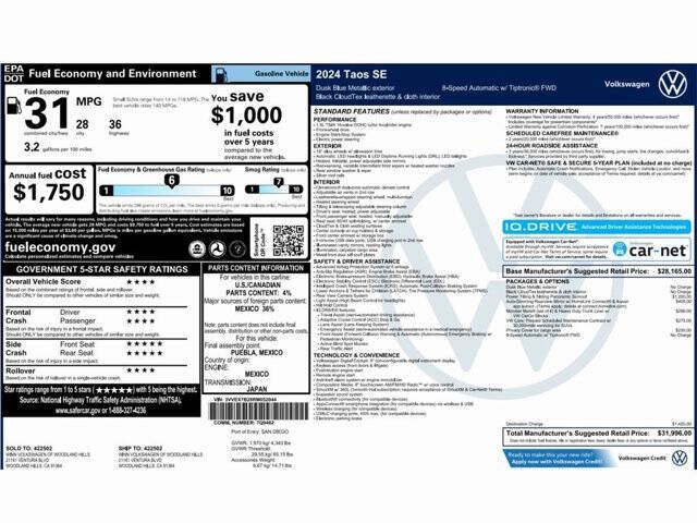 2024 Volkswagen Taos SE