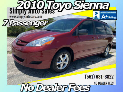 2010 Toyota Sienna for sale at Simply Auto Sales in Palm Beach Gardens FL
