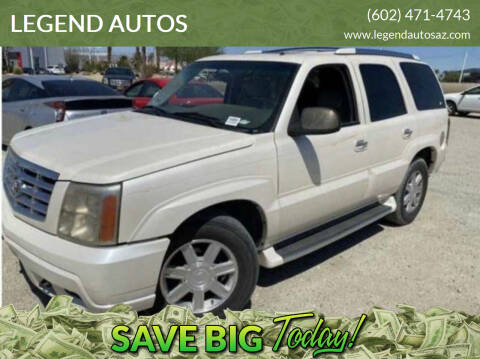 2002 Cadillac Escalade for sale at LEGEND AUTOS in Peoria AZ
