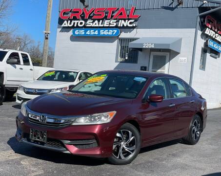 2016 Honda Accord for sale at Crystal Auto Sales Inc in Nashville TN