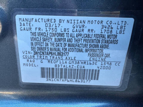 2017 Nissan Versa 1.6 S Plus