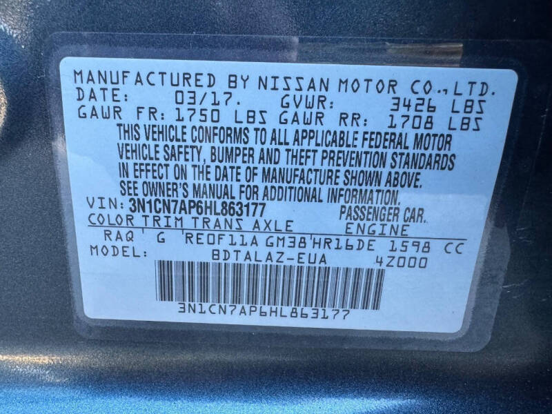 2017 Nissan Versa 1.6 S Plus