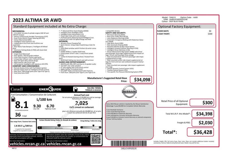 2023 Nissan Altima 2.5 SR