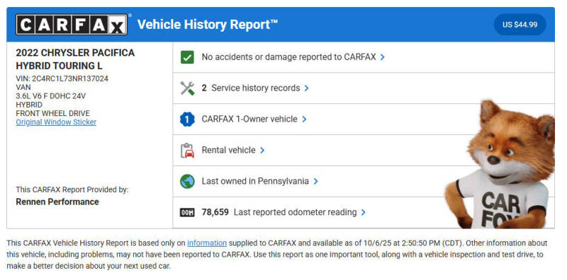 2022 Chrysler Pacifica Hybrid Touring L