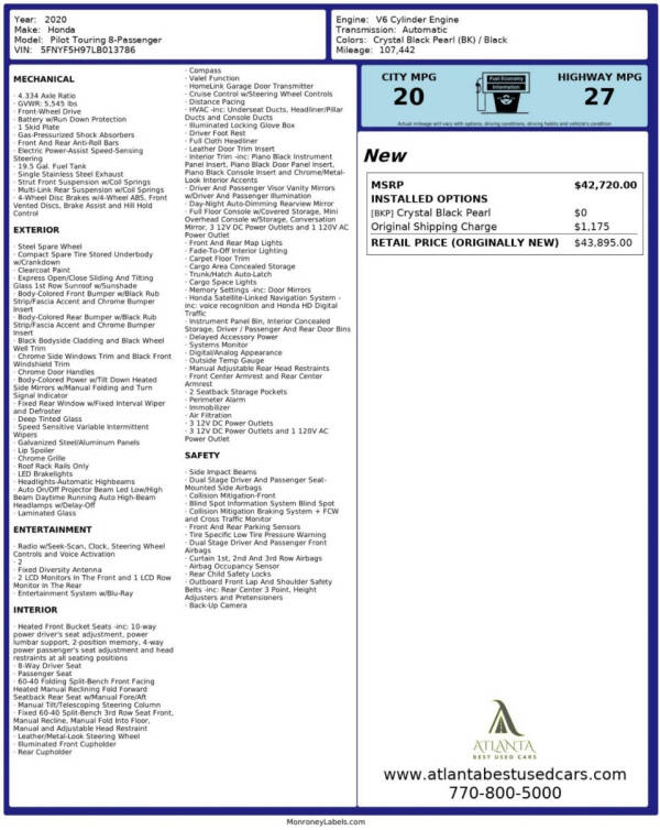 2020 Honda Pilot Touring