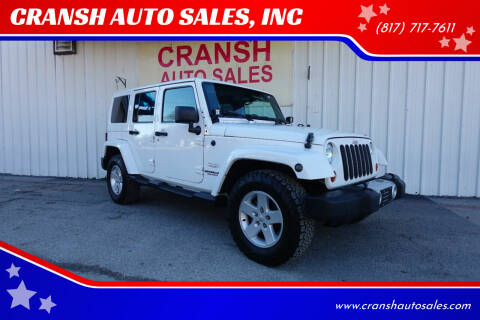2012 Jeep Wrangler Unlimited for sale at CRANSH AUTO SALES, INC in Arlington TX