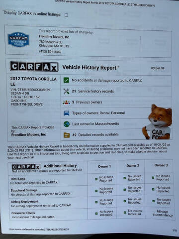 2012 Toyota Corolla LE