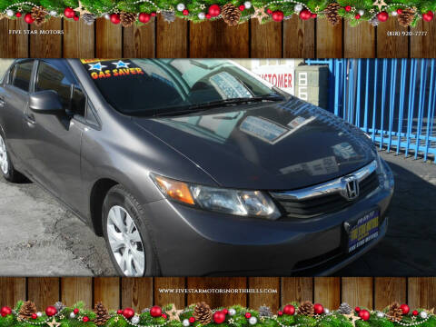 2012 Honda Civic for sale at Five Star Motors in North Hills CA