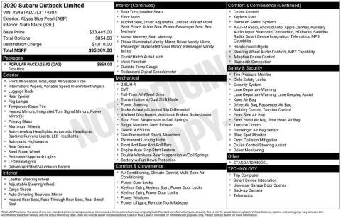 2020 Subaru Outback Limited