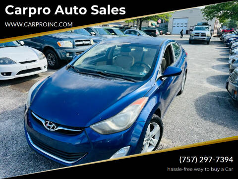 2013 Hyundai Elantra for sale at Carpro Auto Sales in Chesapeake VA