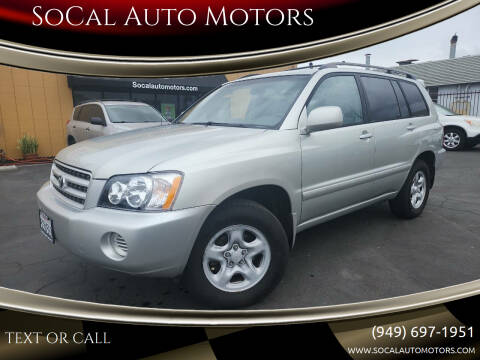 2003 Toyota Highlander for sale at SoCal Auto Motors in Costa Mesa CA