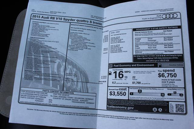 2015 Audi R8 5.2 quattro Spyder
