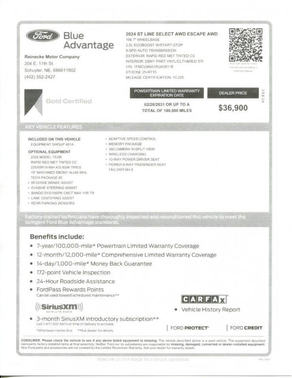 2024 Ford Escape ST-Line Select