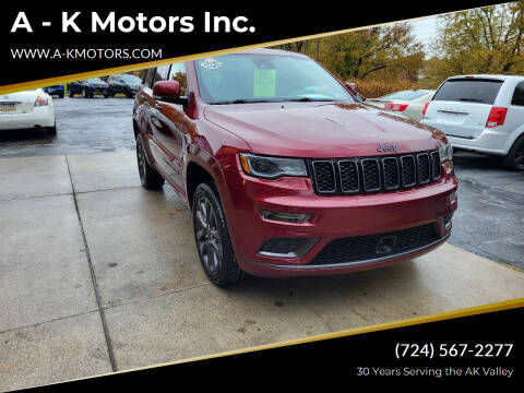 2018 Jeep Grand Cherokee for sale at A - K Motors Inc. in Vandergrift PA