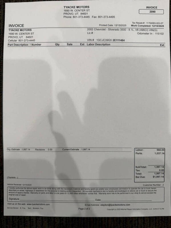 2002 Chevrolet Silverado 3500 LS