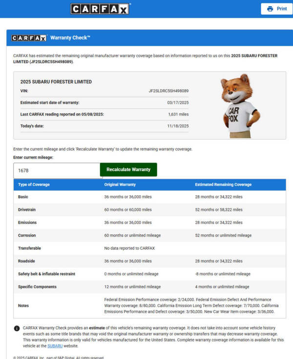 2025 Subaru Forester Limited