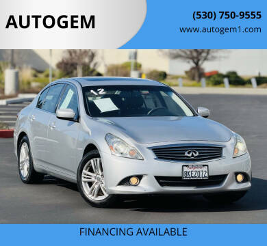 2012 Infiniti G25 Sedan for sale at AUTOGEM in Davis CA