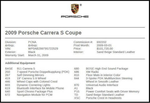 2009 Porsche 911 Carrera S