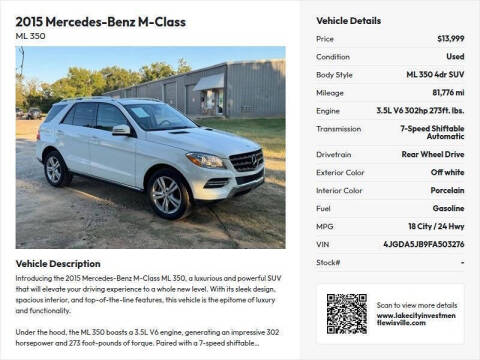 2015 Mercedes-Benz M-Class ML 350