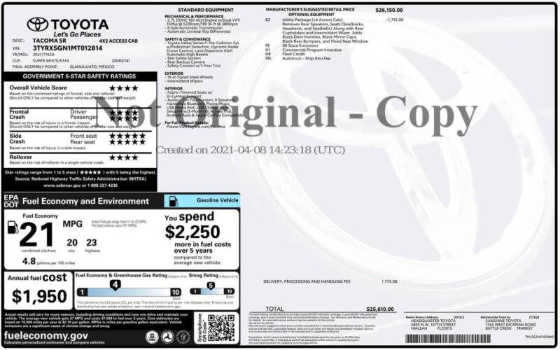 2021 Toyota Tacoma SR