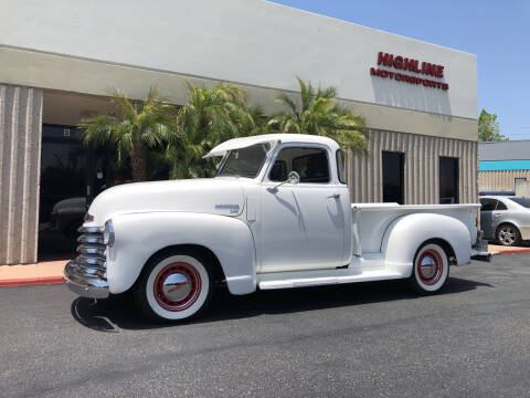 1950 Chevrolet 3100 5 Window Pick Up for sale at HIGH-LINE MOTOR SPORTS in Brea CA