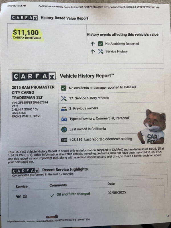 2015 RAM ProMaster City Tradesman SLT