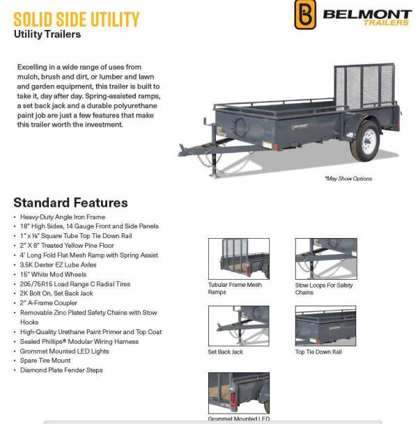 2025 Belmont 6x14 3K Solid Side Utility