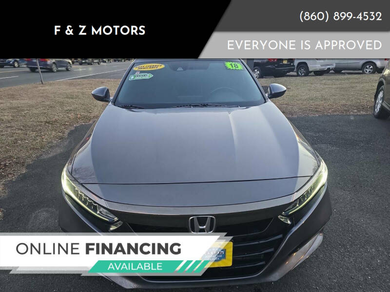 2018 Honda Accord for sale at F & Z MOTORS in Vernon Rockville CT