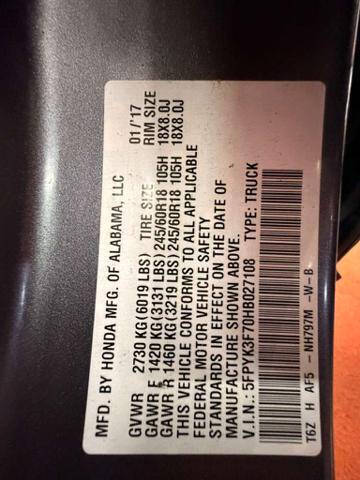 2017 Honda Ridgeline RTL-E