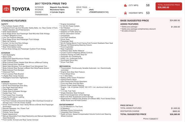 2017 Toyota Prius Two