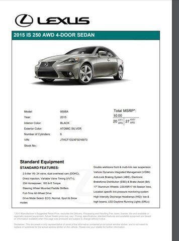 2015 Lexus IS 250