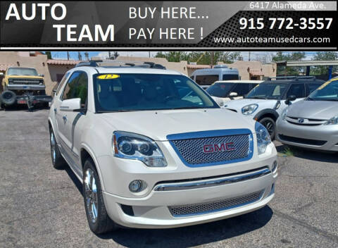 2012 GMC Acadia for sale at AUTO TEAM in El Paso TX