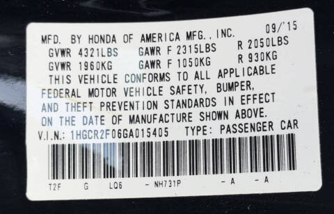2016 Honda Accord EX w/Honda Sensing