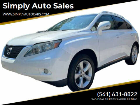 2011 Lexus RX 350 for sale at Simply Auto Sales in Palm Beach Gardens FL