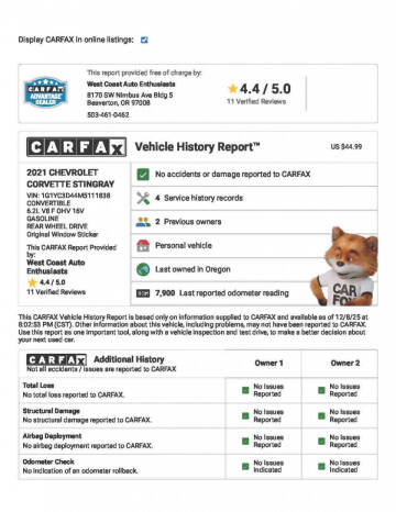 2021 Chevrolet Corvette Stingray