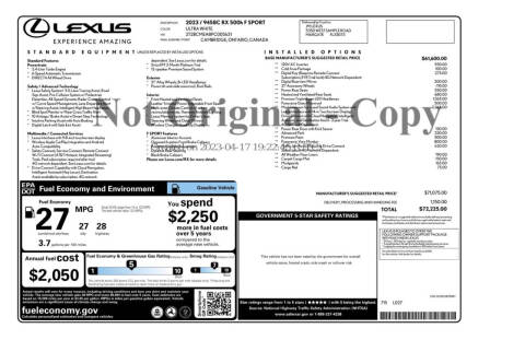 2023 Lexus RX 500h F SPORT Performance
