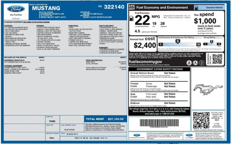 2015 Ford Mustang V6