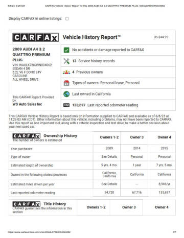 2009 Audi A4 3.2 quattro Premium Plus
