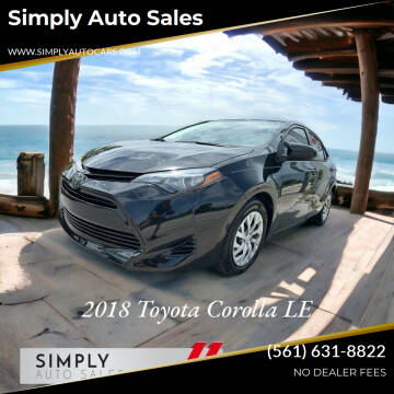 2018 Toyota Corolla for sale at Simply Auto Sales in Lake Park FL