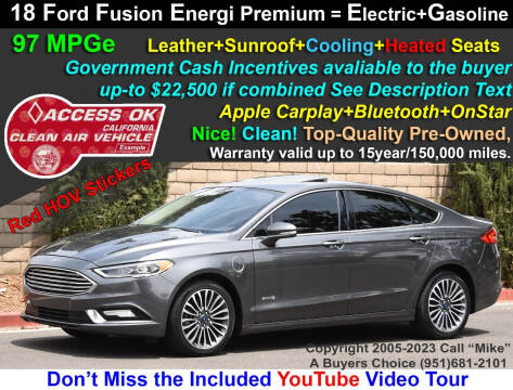 2018 Ford Fusion Energi for sale at A Buyers Choice in Jurupa Valley CA