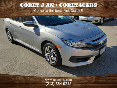 2016 Honda Civic for sale at WWW.COREY4CARS.COM / COREY J AN in Los Angeles CA