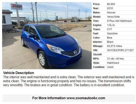 2015 Nissan Versa Note for sale at Zoom Auto Sales in Oklahoma City OK