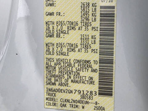 2016 Nissan Frontier SV