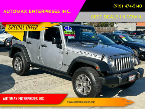 2014 Jeep Wrangler Unlimited for sale at AUTOMAX ENTERPRISES INC. in Roseville CA