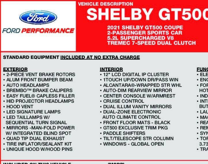 2021 Ford Mustang Shelby GT500