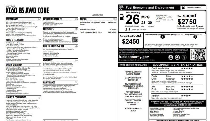 2025 Volvo XC60 B5 Core Dark Theme