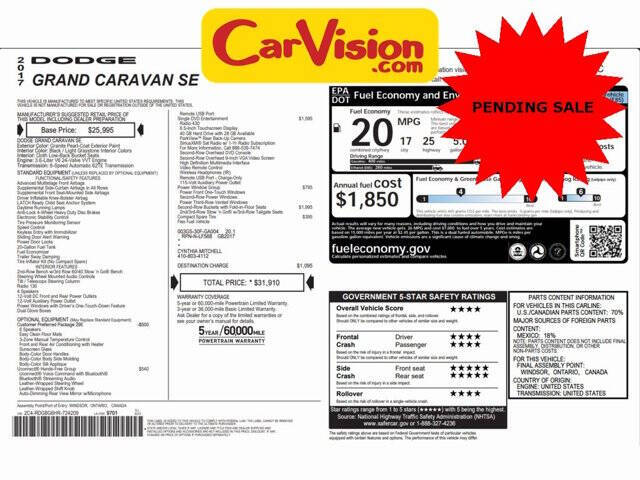 2017 Dodge Grand Caravan SE